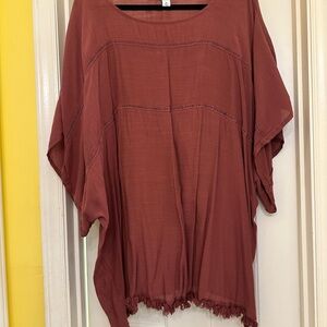 Ava & Viv Red Batwing Sleeve Blouse